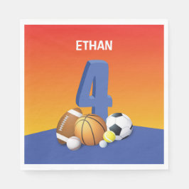 Junge 4. Geburtstag Sportbälle Serviette