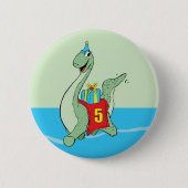 Junge, 5. Geburtstag Dinosaurier Button (Vorderseite)