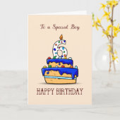 Junge 6. Geburtstag, 6 auf Sweet Blue Cake Karte (Gelbe Blume)