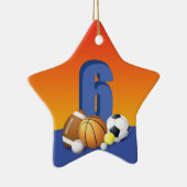 Junge 6. Geburtstag Sportbälle Keramik Ornament (Rechts)