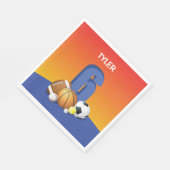 Junge 6. Geburtstag Sportbälle Serviette (Ecke)