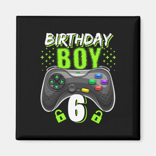 Junge 6 Video Game Controller Gamer 6. Geburtstag  Magnet (Vorne)