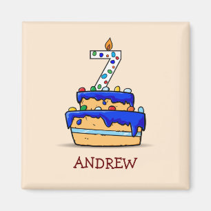 Junge 7. Geburtstag, 7. Geburtstag auf Sweet Blue Magnet