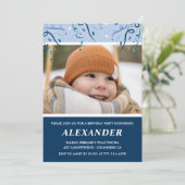 Junge 7. Geburtstag Einladungen Foto Navy Blue (Stehend Vorderseite)