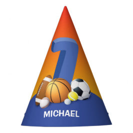 Junge 7. Geburtstag Sportbälle Partyhütchen