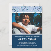 Junge 8. Geburtstag Einladungen Foto Navy Blue (Vorderseite)