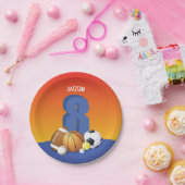 Junge 8. Geburtstag Sportbälle Pappteller (Party)