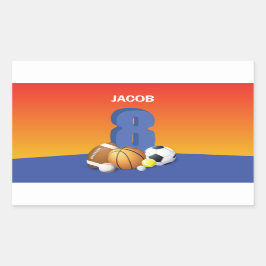 Junge 8. Geburtstag Sportbälle Rechteckiger Aufkleber