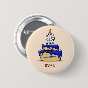 Junge 9. Geburtstag, 9 auf Sweet Blue Cake Button