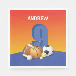 Junge 9. Geburtstag Sportbälle Serviette