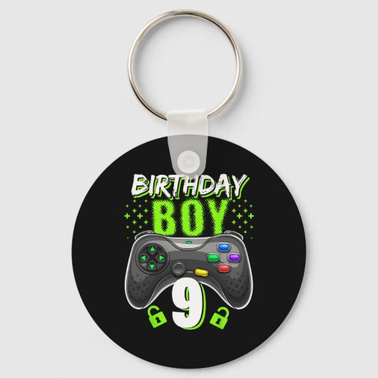 Junge 9 Video Game Controller Gamer 9. Geburtstag Schlüsselanhänger (Vorderseite)