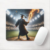Junge Absolventin mit flammendem Baseball-Bat Mousepad (Mit Mouse)