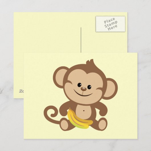 Junge Affe mit Banana Postkarte (Vorne/Hinten)