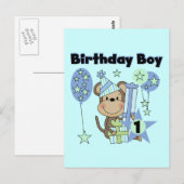 Junge Affe mit Geschenken 1. Geburtstag Postkarte (Vorne/Hinten)