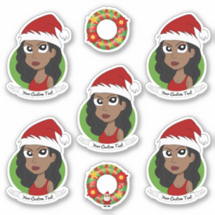 Junge Afrikanerin Amerikanerin Cartoon Aufkleber