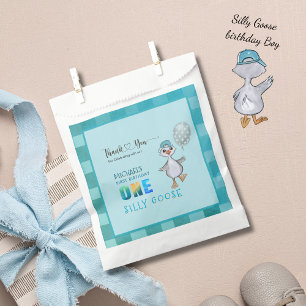 Junge Albern Gänse 1. Geburtstag Blau Kariert Geschenktütchen