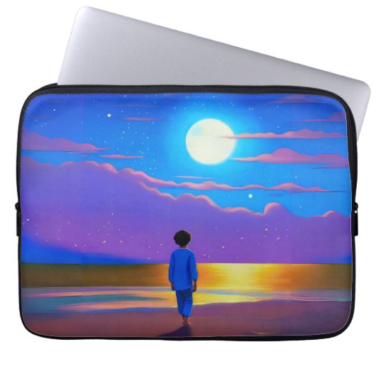 Junge am Strand, Gazan am Mond Laptopschutzhülle (Vorderseite)