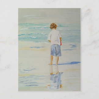 Junge am Strand Postkarte