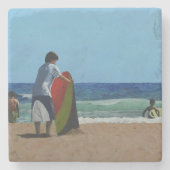 Junge am Strand Stone Untersetzer (Vorderseite)