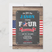 Junge am Unabhängigkeitstag 4. Geburtstag - vierjä Einladung (Vorderseite)