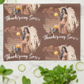 Junge amerikanische Ureinwohner posieren auf der H Geschirrtuch (Gefaltet)