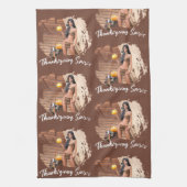 Junge amerikanische Ureinwohner posieren auf der H Geschirrtuch (Vertikal)