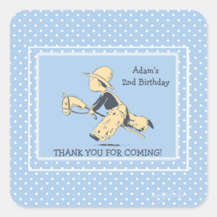 Junge an den Spiel-Aufklebern Quadratischer Aufkleber