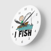 Junge Angler Runde Wanduhr (Winkel)