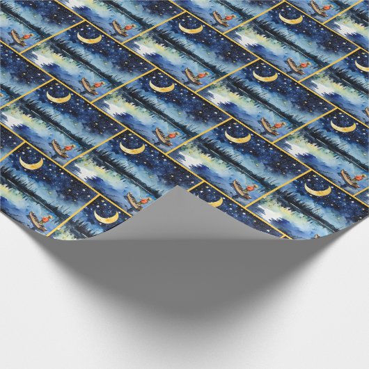 Junge Aquarellfischerei nachts Geschenkpapier (Ecke)