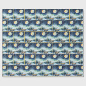 Junge Aquarellfischerei nachts Geschenkpapier (Flach)