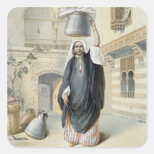 Junge arabische Mädchen kehren aus dem Hammam in K Quadratischer Aufkleber