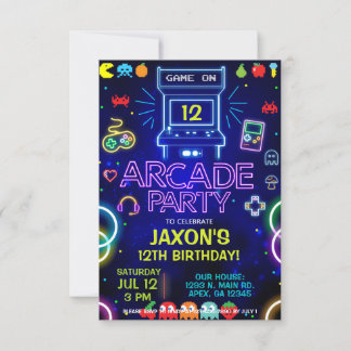 Junge Arcade Geburtstagsparty, Arcade Gaming einla Einladung