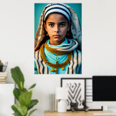 junge, arme, braune Mädchen aus Nordafrika Poster (Heimbüro)