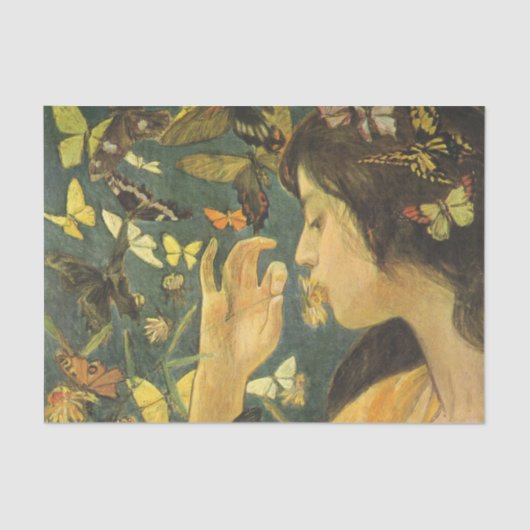 Junge asiatische Frau mit schönen Schmetterlingen Seidenpapier (Vorderseite)