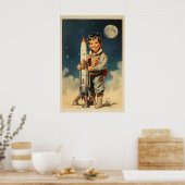 Junge Astronaut im Retro-Stil Poster (Küche)