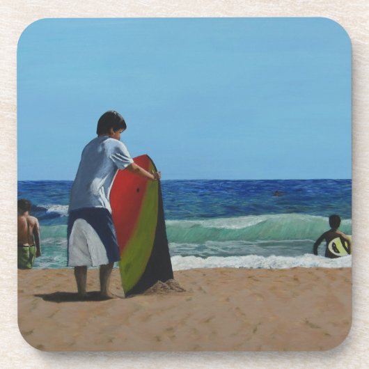 Junge auf Beach Plastic Untersetzer (Vorderseite)