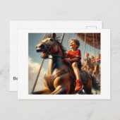 Junge auf Carousel, Postkarte (Vorne/Hinten)