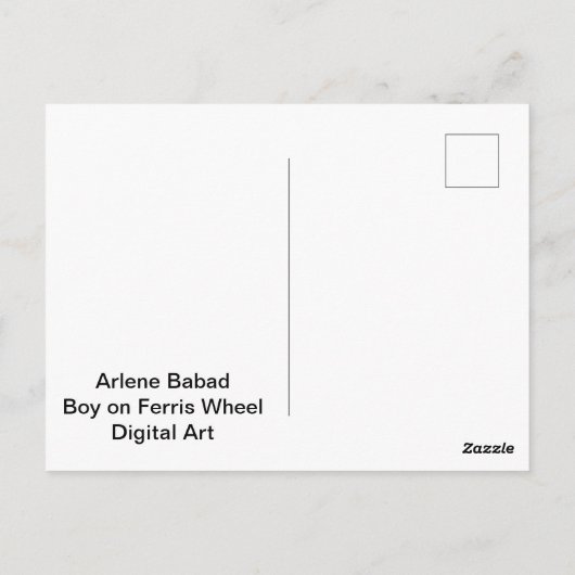 Junge auf Carousel, Postkarte (Rückseite)