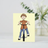 Junge auf dem Fahrrad Postkarte (Stehend Vorderseite)