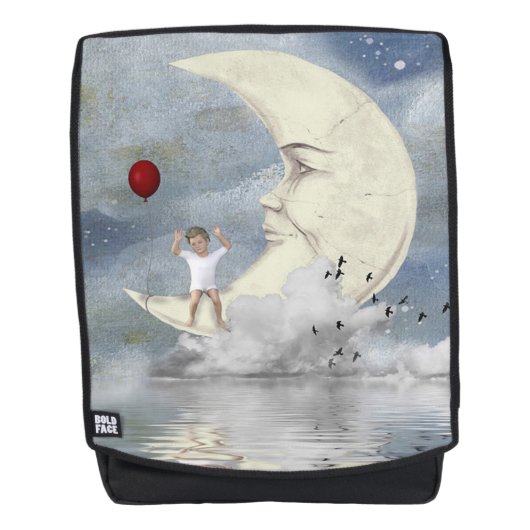 Junge auf dem Mond Rucksack (Vorderseite)