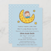 Junge auf dem Mond Twinkle Little Star Baby Dusche Einladung (Vorne/Hinten)