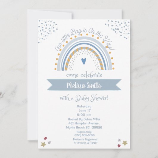Junge auf dem Weg Rainbow Baby Einladung (Vorderseite)