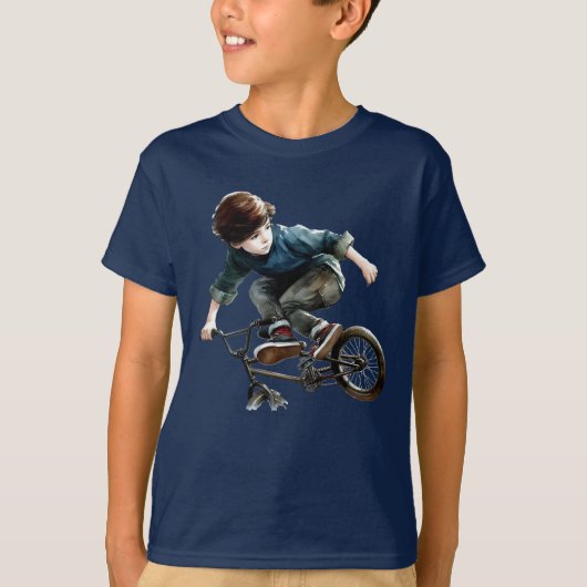 Junge auf einem Bike Racing Sport Fun T-Shirt (Vorderseite)