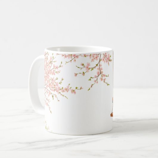 Junge auf einer schwungvollen Kirschblüte Kaffeetasse (Vorderseite Links)
