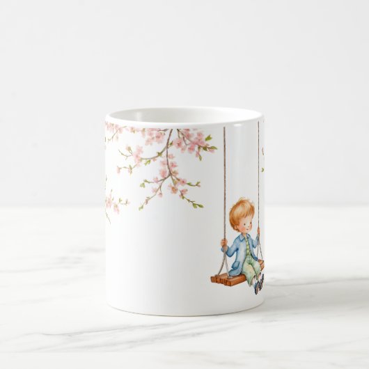 Junge auf einer schwungvollen Kirschblüte Kaffeetasse (Mittel)