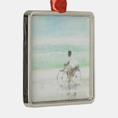 Junge auf Fahrrad Silbernes Ornament (Rechts)