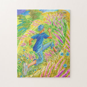 Junge auf Lavendelfeld Puzzle