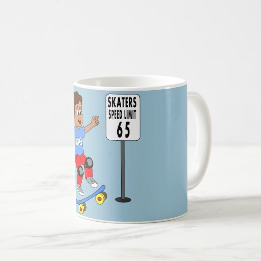 Junge auf Skateboard-Skater-Höchstgeschwindigkeit Kaffeetasse (VorderseiteRechts)