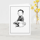 Junge auf Topf Karte (Gelbe Blume)