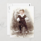 Junge auf Tricycle Postkarte (Vorne/Hinten)
